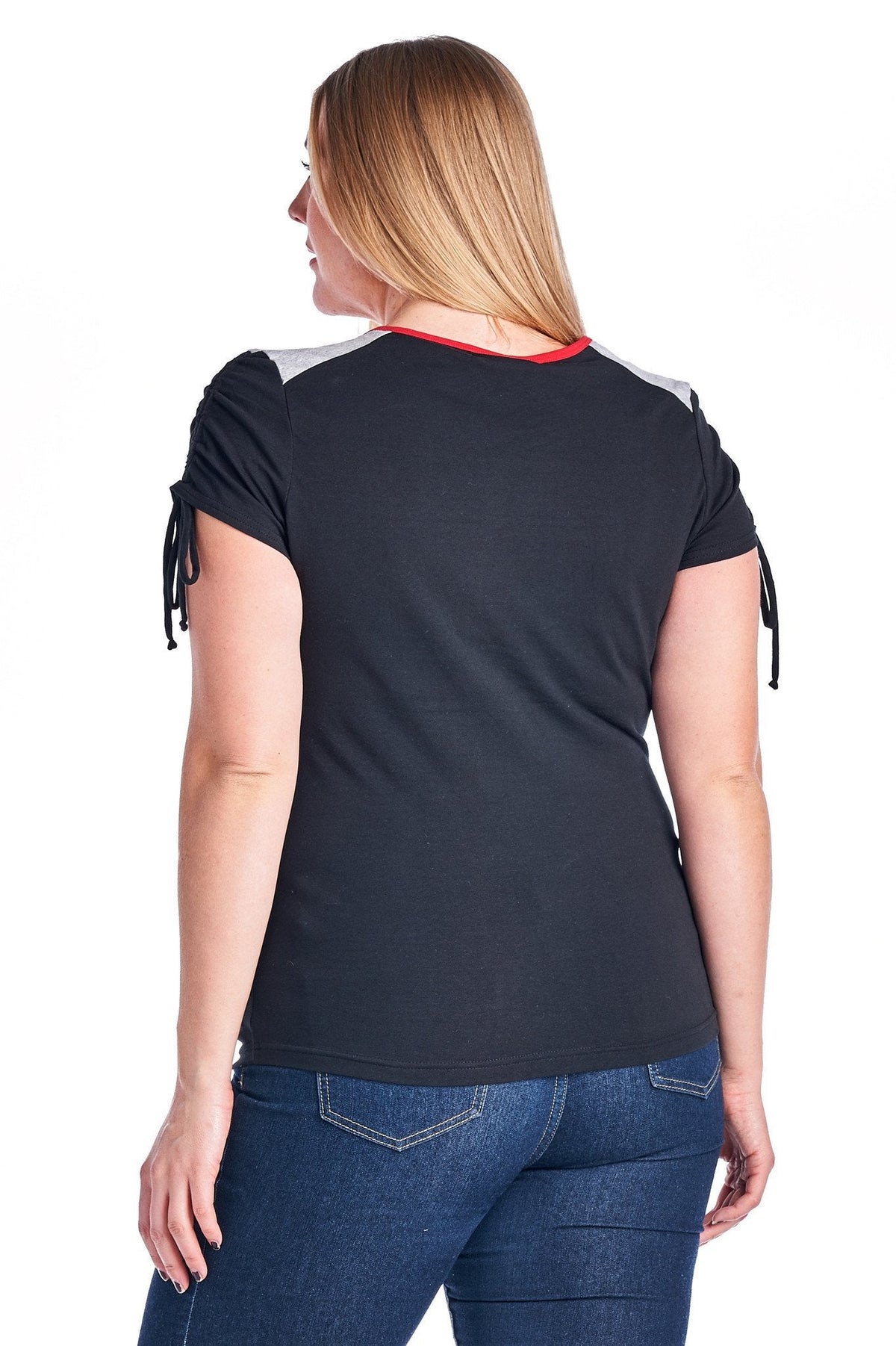 Women's Plus Size V-Neck Top with Sleeve Ties Plus Size / Tops - Tophatter Daily Deals