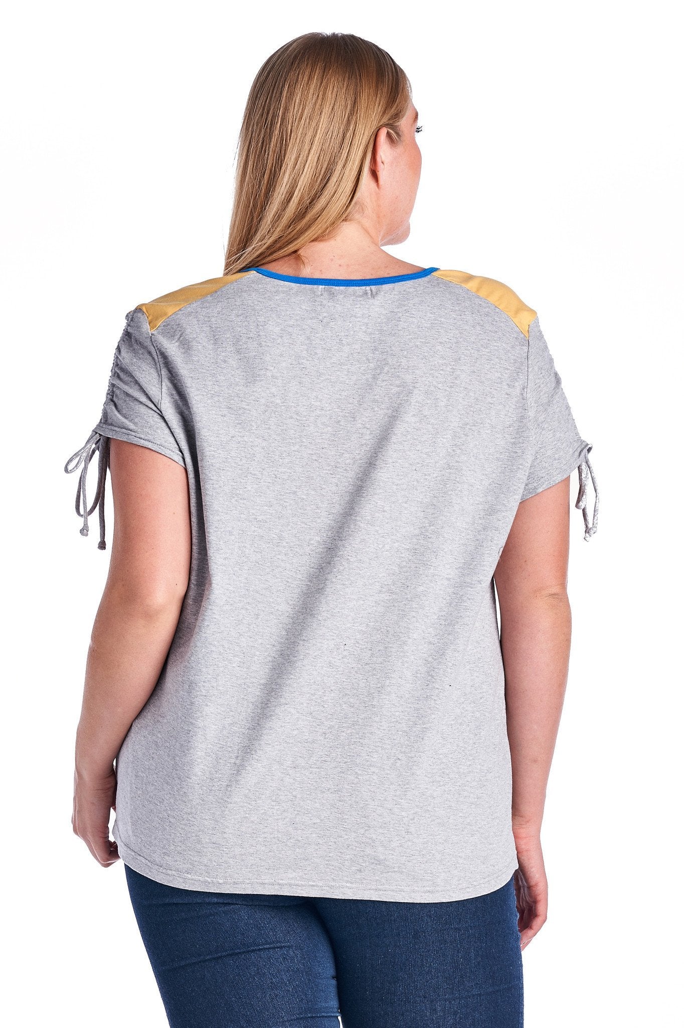 Women's Plus Size V-Neck Top with Sleeve Ties Plus Size / Tops - Tophatter Daily Deals