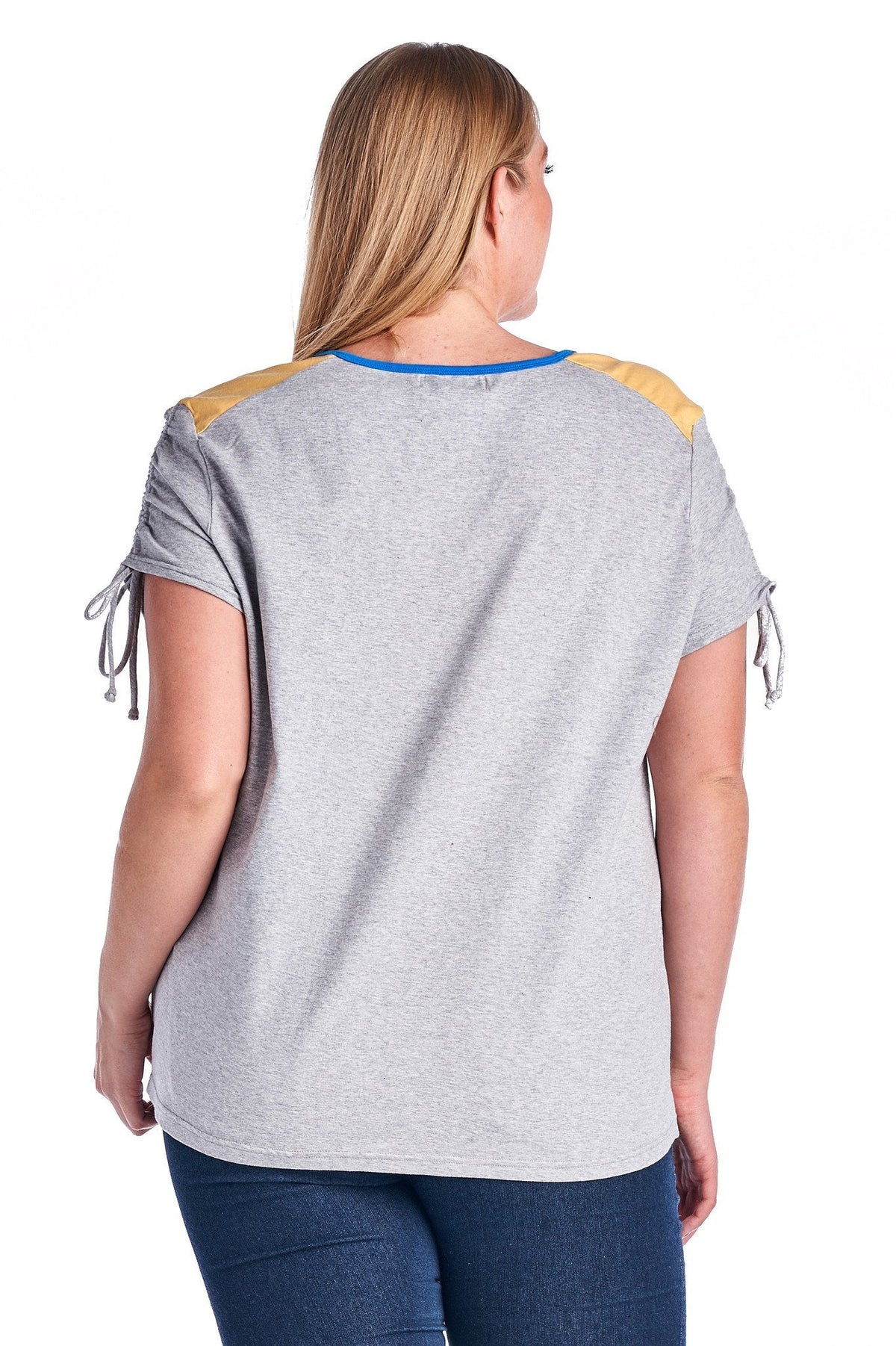 Women's Plus Size V-Neck Top with Sleeve Ties Plus Size / Tops - Tophatter Daily Deals