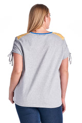 Women's Plus Size V-Neck Top with Sleeve Ties Plus Size / Tops - Tophatter Daily Deals