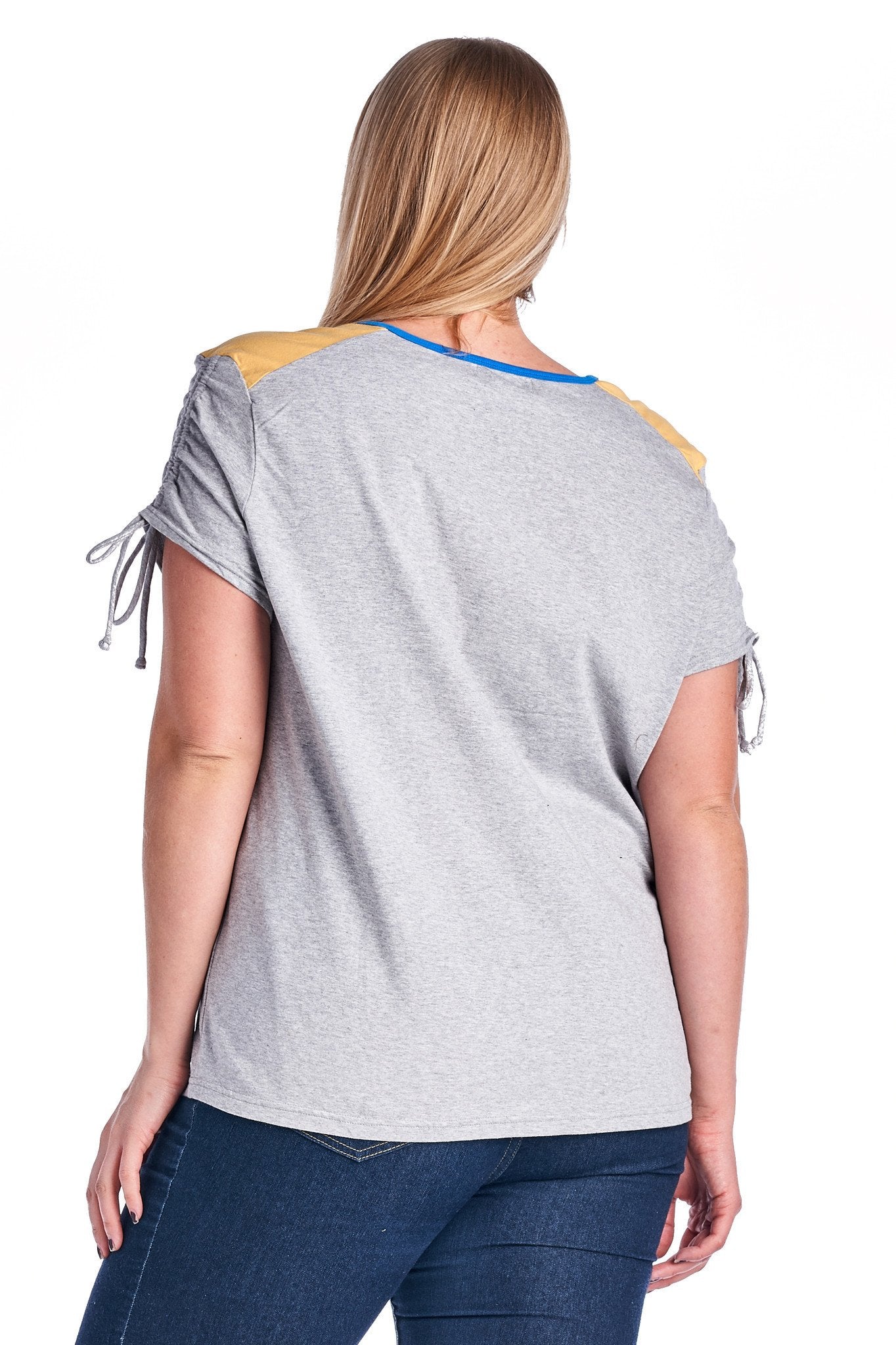Women's Plus Size V-Neck Top with Sleeve Ties Plus Size / Tops - Tophatter Daily Deals