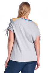 Women's Plus Size V-Neck Top with Sleeve Ties Plus Size / Tops - Tophatter Daily Deals