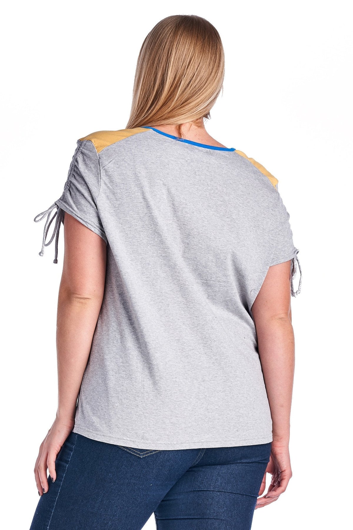 Women's Plus Size V-Neck Top with Sleeve Ties Plus Size / Tops - Tophatter Daily Deals