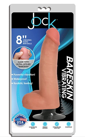 JOCK 8 Inch Bareskin Vibrating Dong with Balls Vanilla Color > Vibrators > Realistic Vibrators - Tophatter Daily Deals