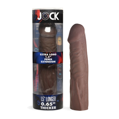JOCK Extra Long 1.5 Inch Dark Penis Extension Sleeve with Realistic Texture > Sex Toys For Men > Penis Sleeves - Tophatter Daily Deals