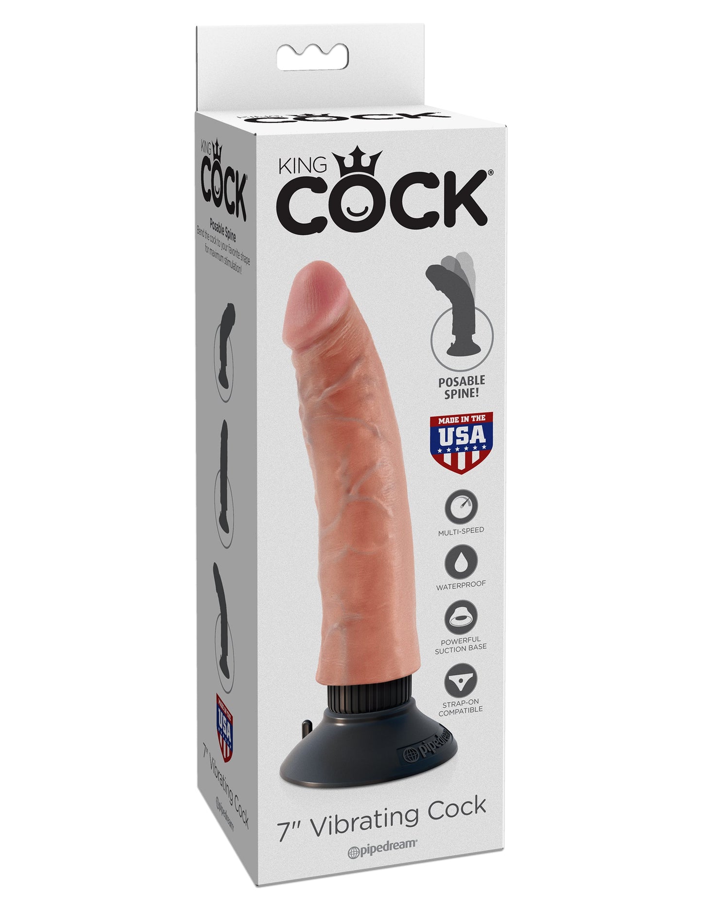 King Cock 7 Inch Vibrating Cock 17.8 Centimeter Vibrating Dong > Vibrators > Realistic Vibrators - Tophatter Daily Deals