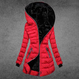 Warm Women's Quilted Jacket - Mid Thigh, Faux Fur Lined Red - Tophatter Daily Deals
