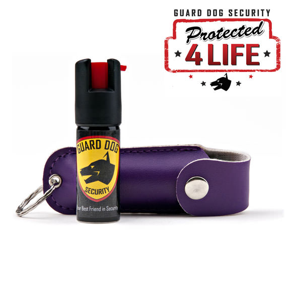 Purple Personal Defense Pepper Spray OC-18 1/2 oz - Leather Case Collectible Weapons - Tophatter Daily Deals