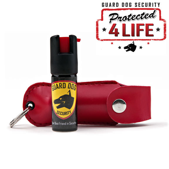 Red Personal Defense Pepper Spray OC-18 1/2 oz - Leather Case Collectible Weapons - Tophatter Daily Deals