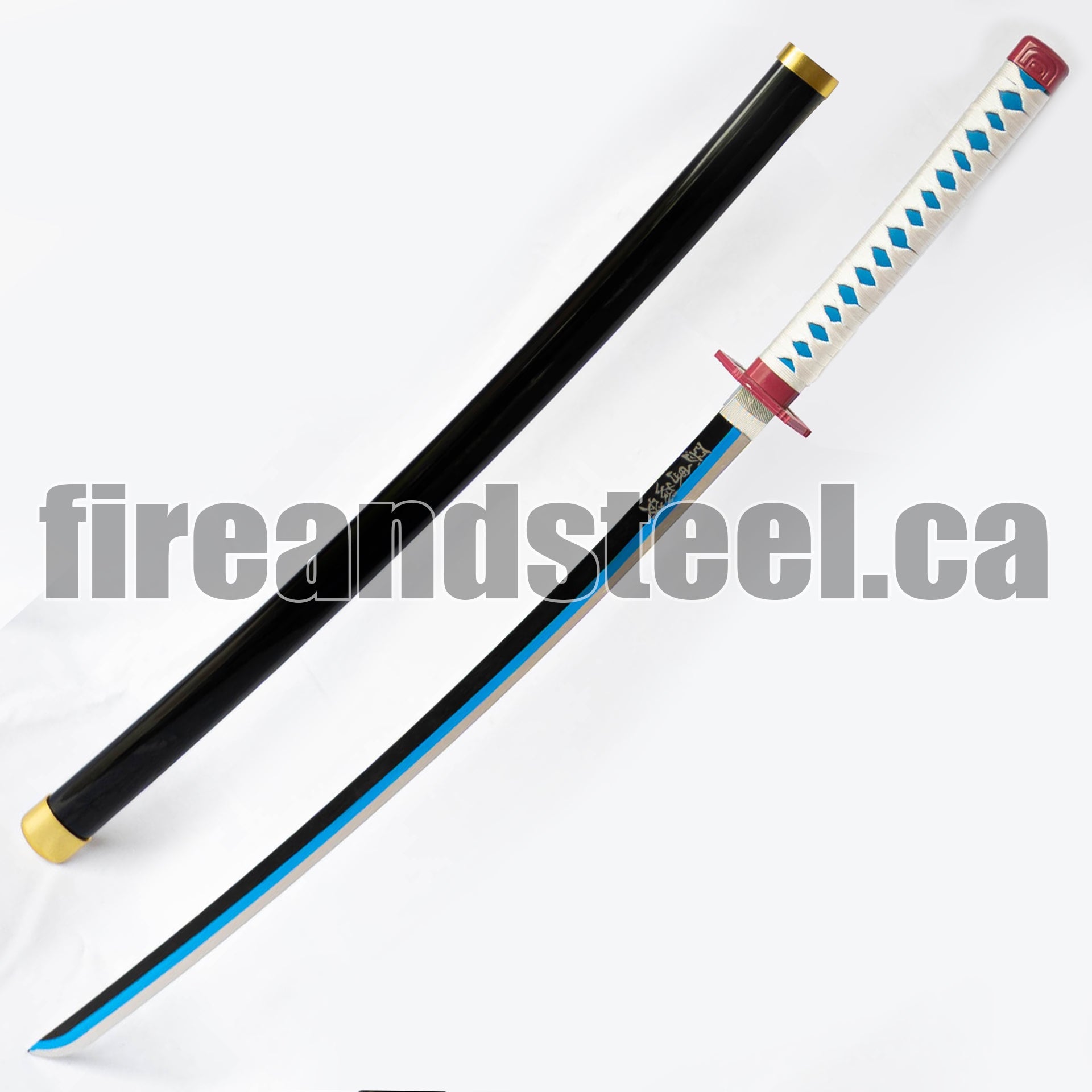 Giyu Tomioka's Blue Nichirin Katana (Wood) Anime Sword - Tophatter Daily Deals