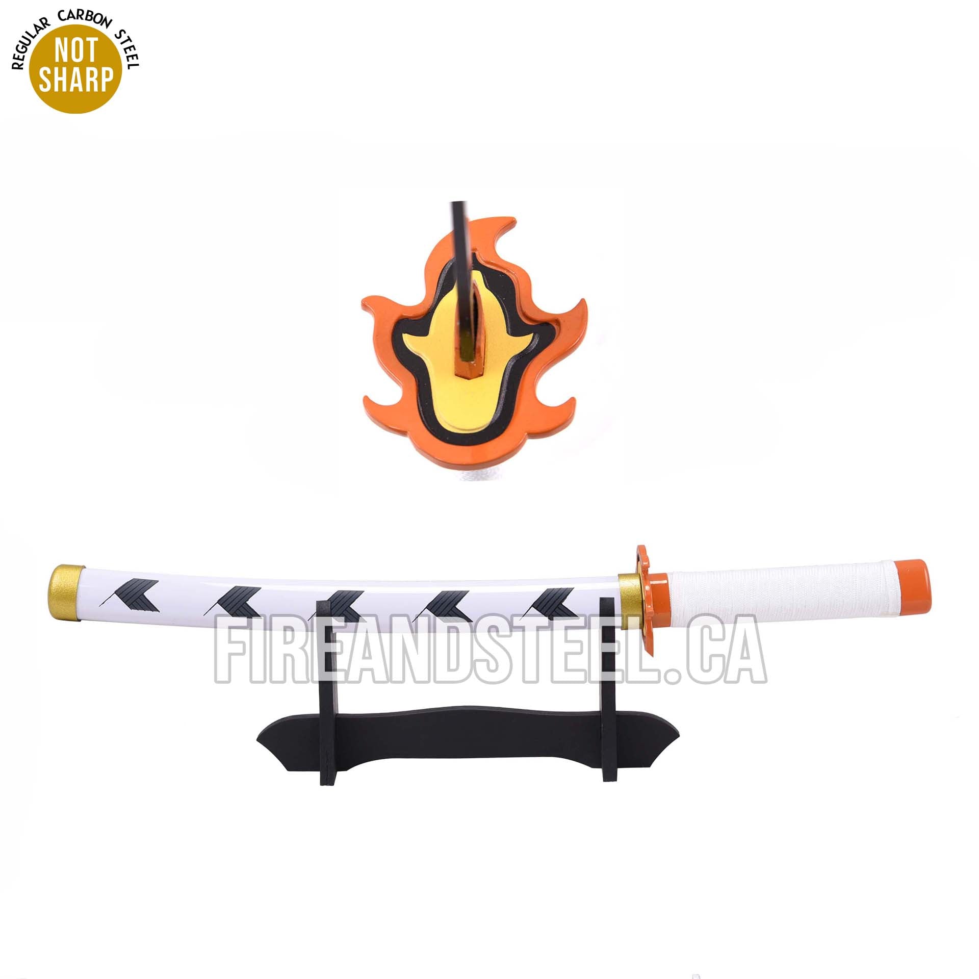 Kyojuro Rengoku's Red Nichirin Miniature Katana Golden Fittings Anime Sword - Tophatter Daily Deals