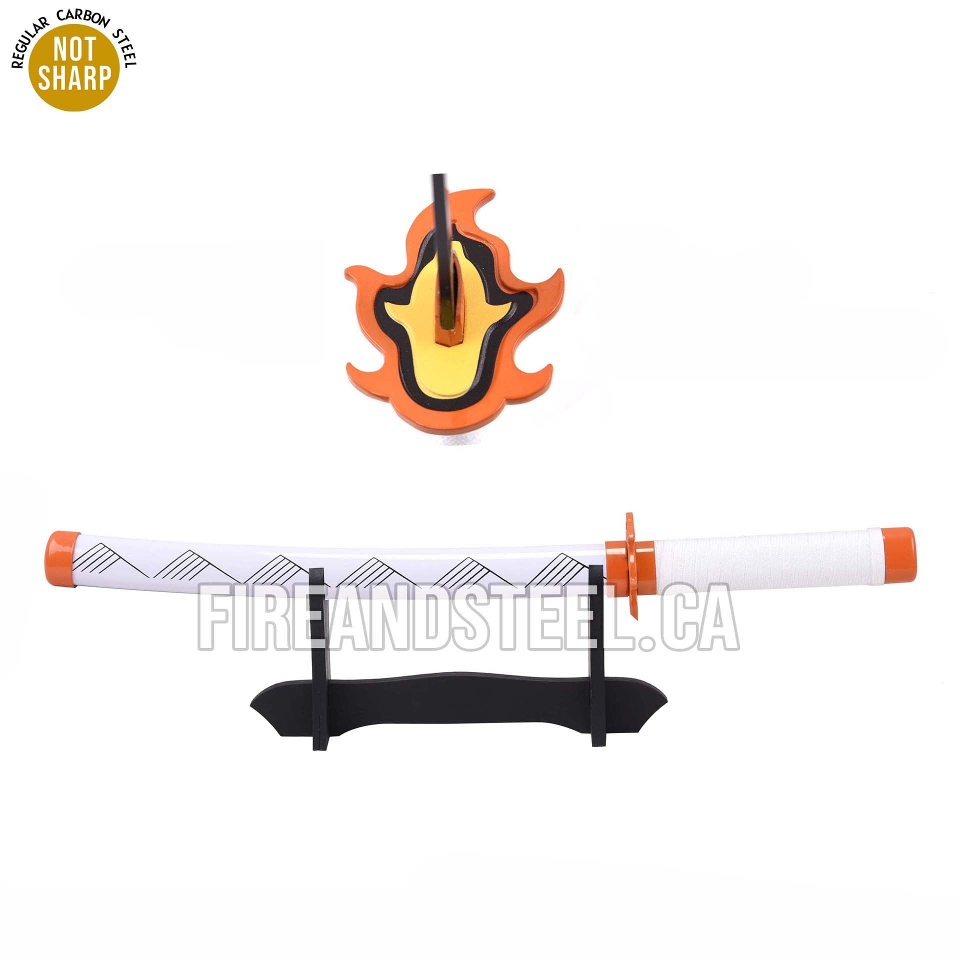 Kyojuro Rengoku's Red Nichirin Miniature Katana Orange Fittings Anime Sword - Tophatter Daily Deals