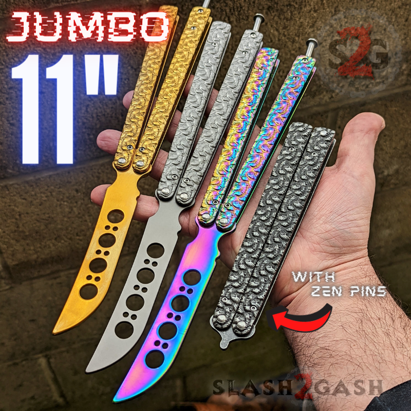 JUMBO Butterfly Knife TRAINER Balisong w/ Zen Pins + Spring Latch - Asst. Knife-Balisong - Tophatter Daily Deals