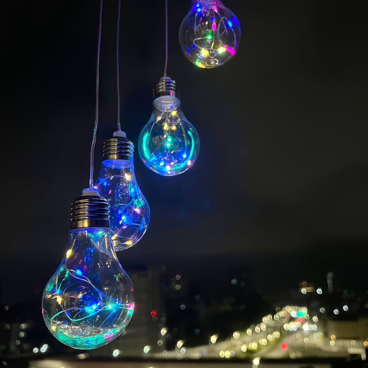 Solar Light Bulb Wind Chime with Color Changing LEDs, 21.6 in Solar Outdoor Lights - Tophatter Daily Deals