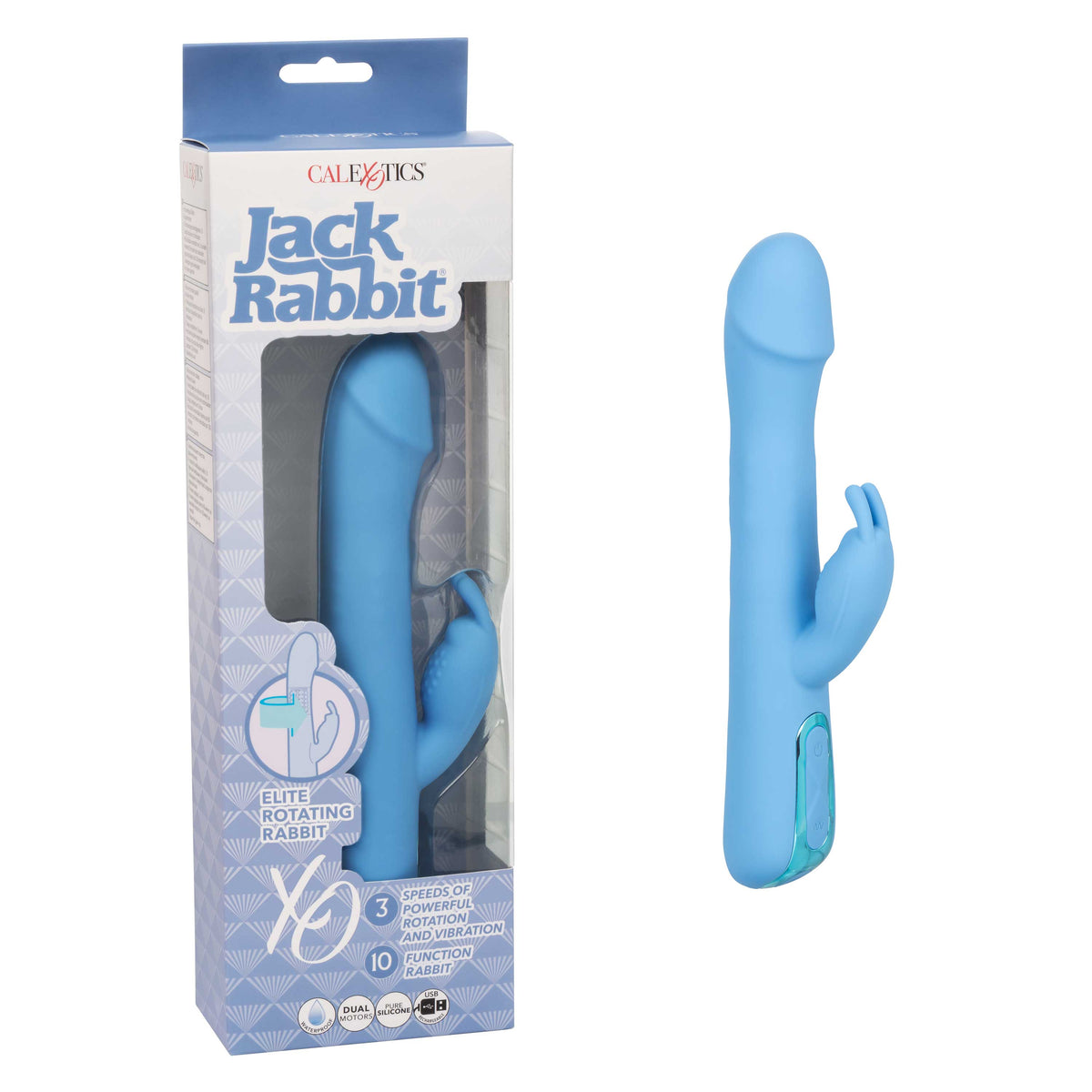 Jack Rabbit Elite Rotating Rabbit Vibrator with 10 Functions Blue > Vibrators > Ladies > Rabbit - Tophatter Daily Deals