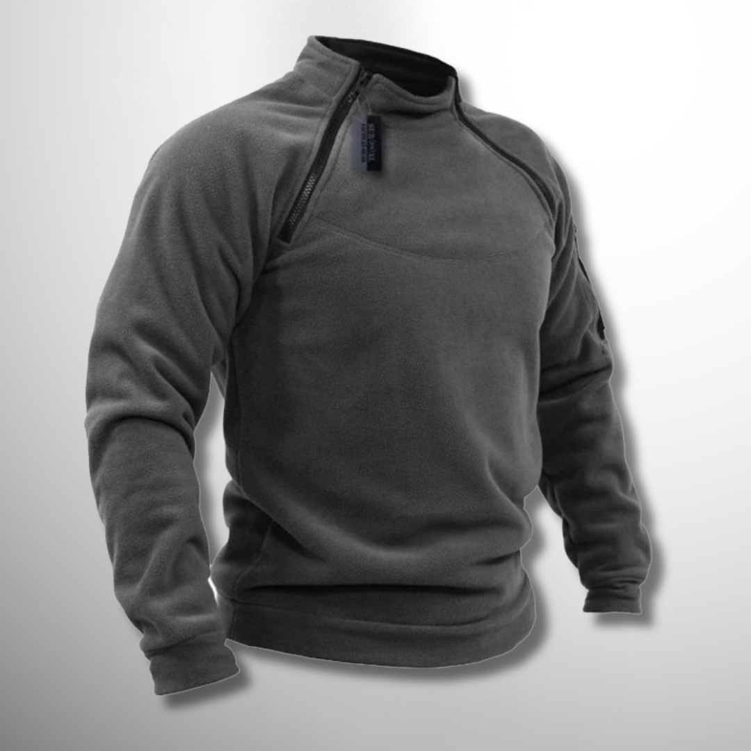 Insulating Men's Fleece Pullover - Tactical Zip Crew Dark gray - Tophatter Daily Deals