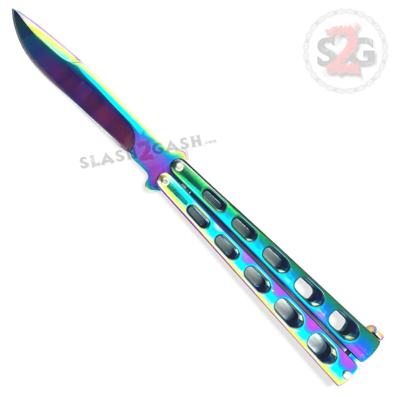Jaguar HEAVY Butterfly Knife Big FAT Balisong - Rainbow Rainbow Knife-Balisong - Tophatter Daily Deals