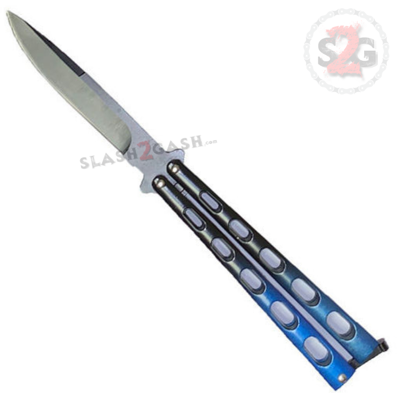Jaguar HEAVY Butterfly Knife Big FAT Balisong - Fade Blue Fade Blue Knife-Balisong - Tophatter Daily Deals