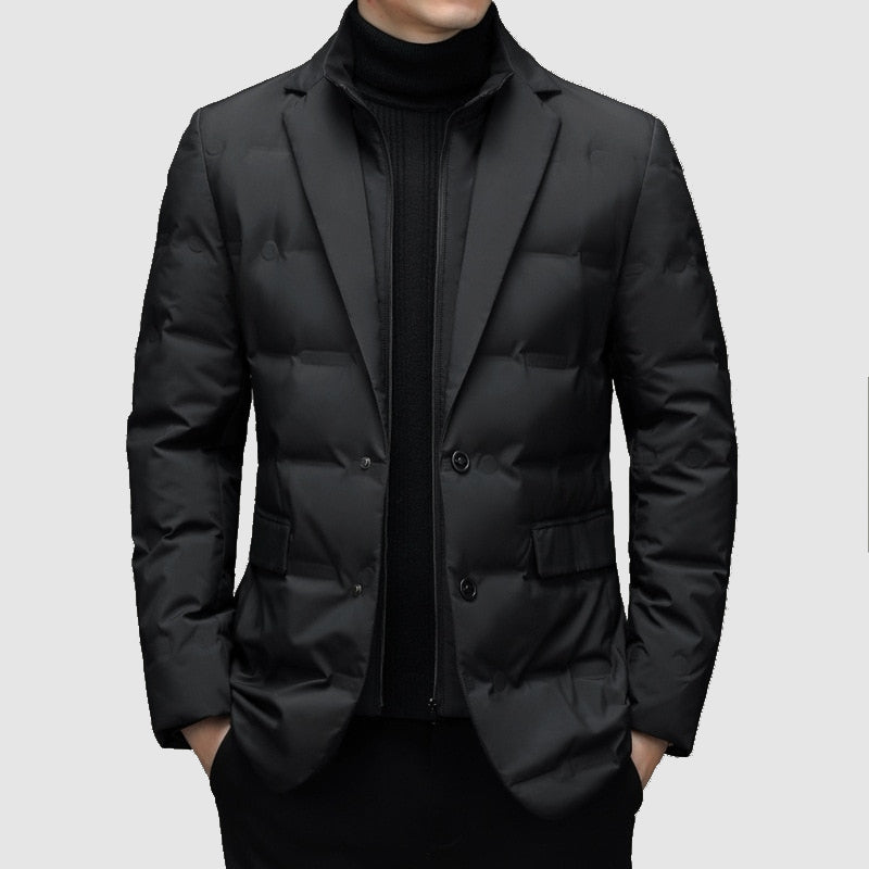 Warm and Structured Men's Parka Jacket – Tailored, Quilted, for Winter Black - Tophatter Daily Deals