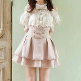 Japan Style High Waist Pleated Mini Skirts Bow Knot Design Mini Skirts Kawaii Slim Fit A-line Skirts Pink Lace Skirts For Women - Tophatter Daily Deals