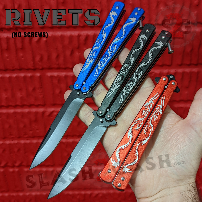 Japanese Dragon Butterfly Knife Aluminum Balisong (Riveted) - asst. Knife-Balisong - Tophatter Daily Deals