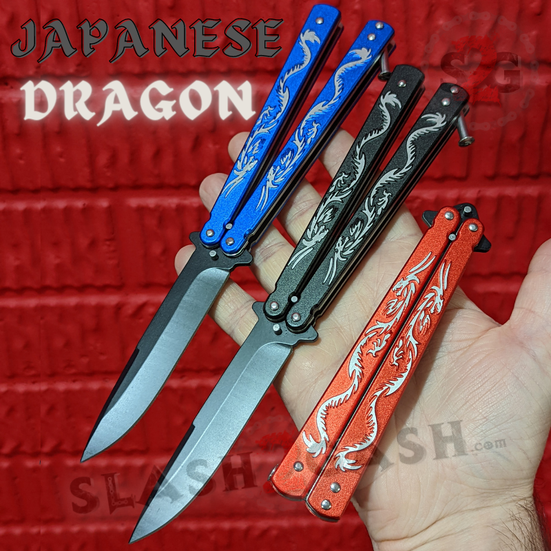 Japanese Dragon Butterfly Knife Aluminum Balisong (Riveted) - asst. Knife-Balisong - Tophatter Daily Deals