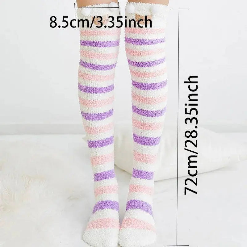 Japanese Girl Animal Modeling Knee Socks Striped Cute Compression Autumn Winter Warm Sock Kawaii Cozy Long Thigh High Socks - Tophatter Daily Deals