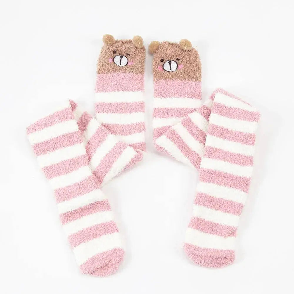 Japanese Girl Animal Modeling Knee Socks Striped Cute Compression Autumn Winter Warm Sock Kawaii Cozy Long Thigh High Socks - Tophatter Daily Deals