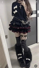 Japanese Lolita Black Red Jk Skirt for Women Y2k E-Girl High 2025 Waist Ruched A-line Skirts Summer New Thin Faldas Mujer - Tophatter Daily Deals