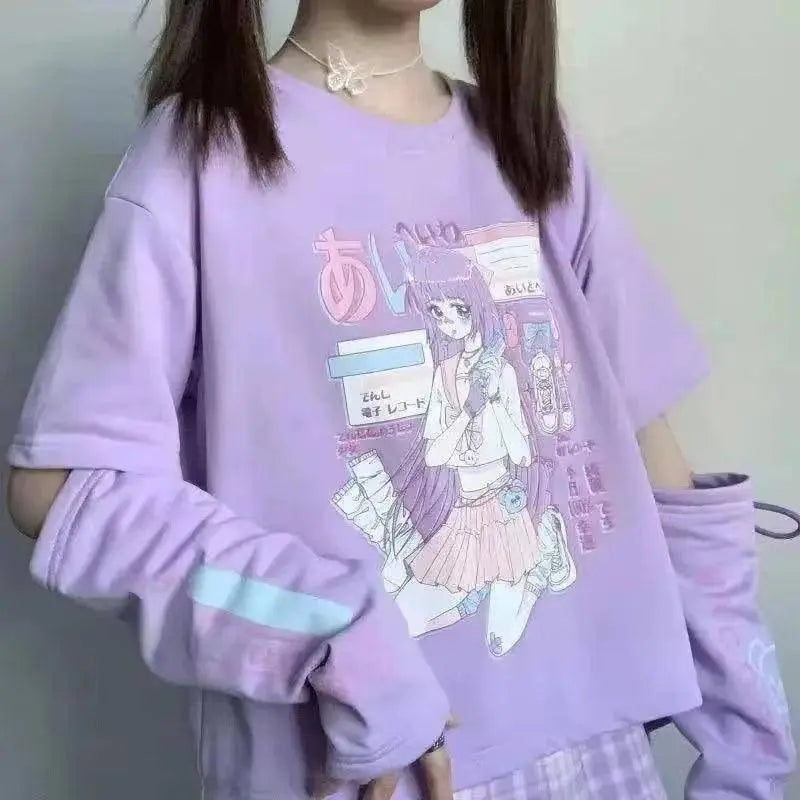 Japanese Streetwear E Girl Anime Purple - Tophatter Daily Deals