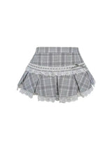 Japanese Sweet Preppy Style Skirt Set Women Kawaii Lace Patchwork Bow Tops + Y2k Plaid Mini Skirt Elegant Outifits 2 Piece Set - Tophatter Daily Deals