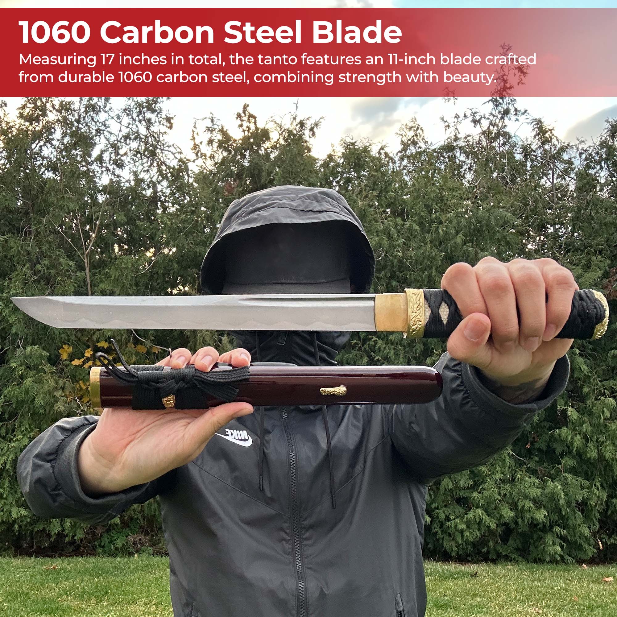Japanese Tanto Dagger Burgundy Edition Daggers - Tophatter Daily Deals