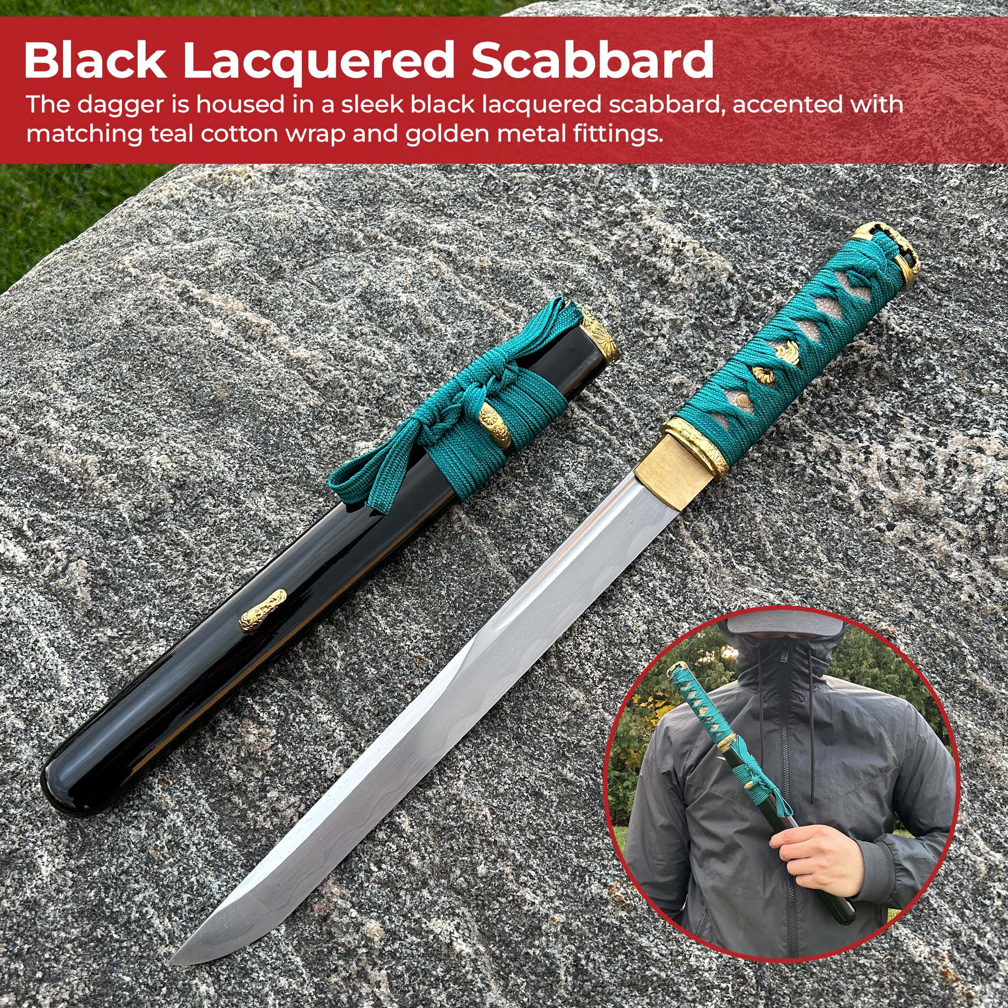 Japanese Tanto Dagger Teal Wrap Edition Daggers - Tophatter Daily Deals