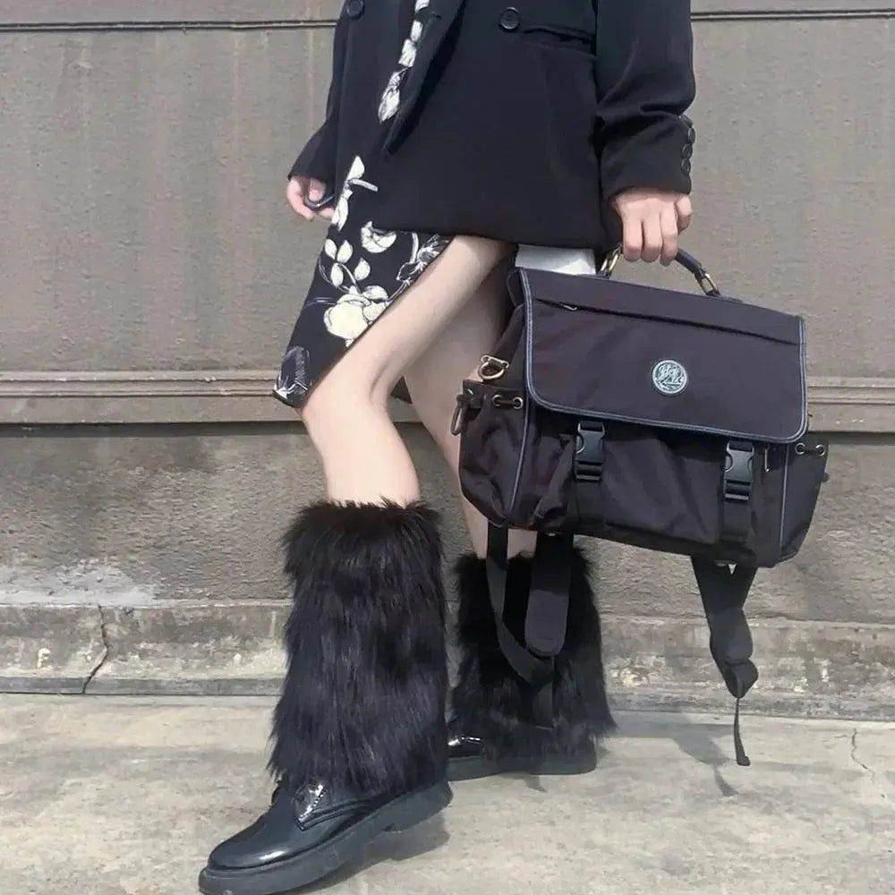 Japanese White Faux Fur Leg Warmers Boot Covers Y2K Goth Solid Leg Socks Punk Jk Knee-length Hiphop Hotgirl Fashion Warm Sock - Tophatter Daily Deals