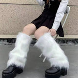Japanese White Faux Fur Leg Warmers Boot Covers Y2K - Tophatter Daily Deals