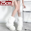 Japanese White Faux Fur Leg Warmers Boot Covers Y2K White-25Cm One Size - Tophatter Daily Deals