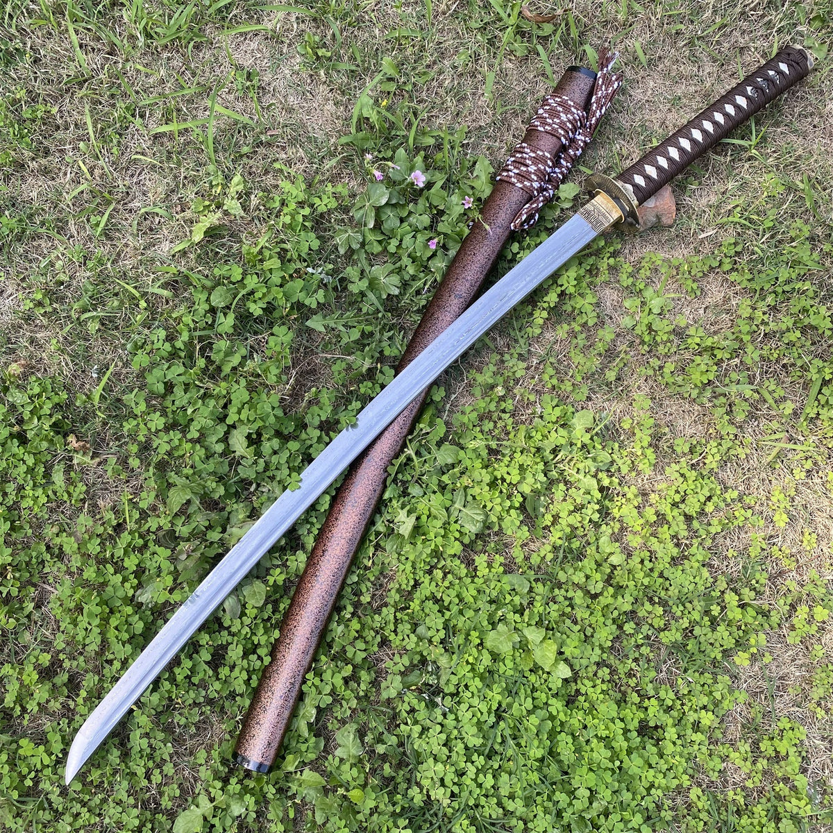 Damascus Steel Samurai Katana - Carp Fish Tsuba - Tophatter Daily Deals