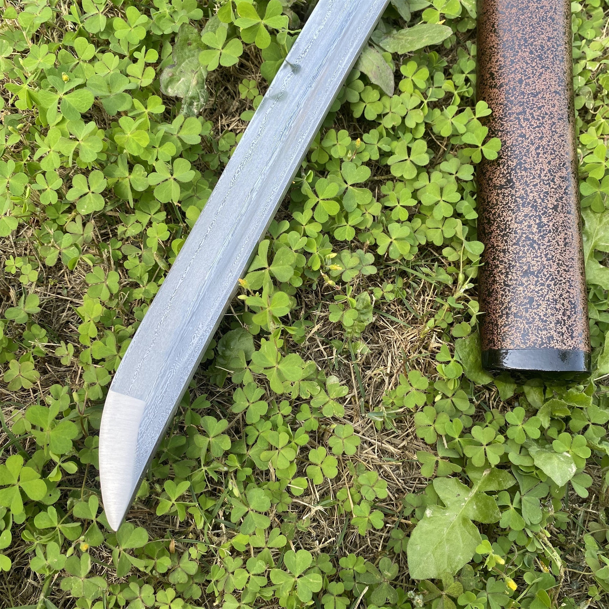 Damascus Steel Samurai Katana - Carp Fish Tsuba - Tophatter Daily Deals