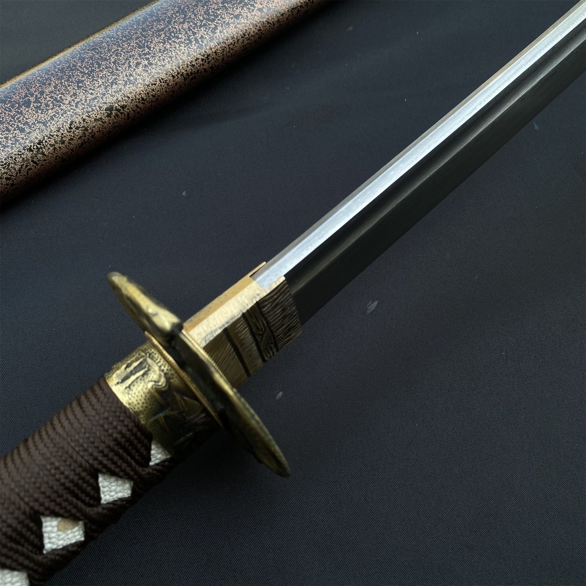 Damascus Steel Samurai Katana - Carp Fish Tsuba - Tophatter Daily Deals