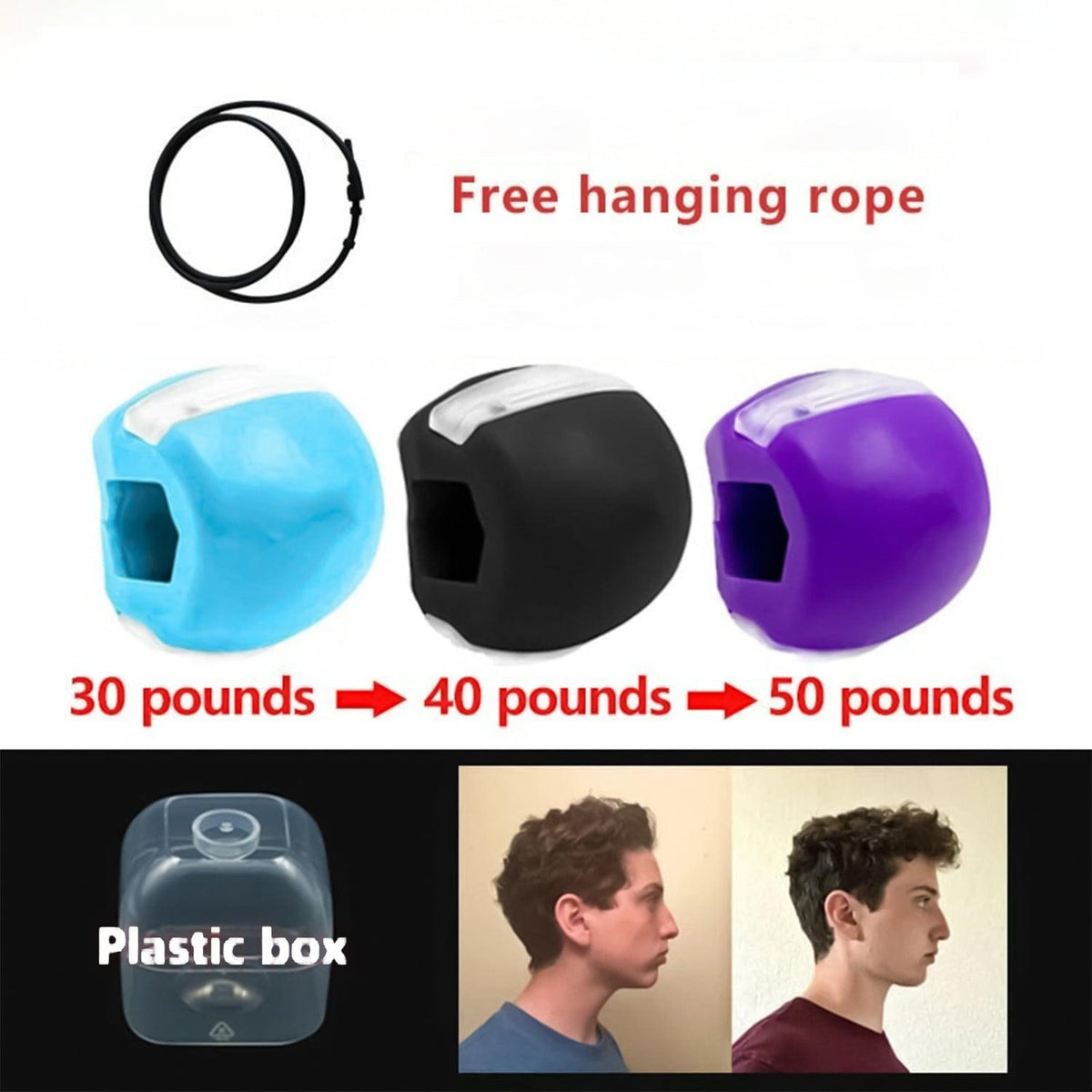 Jawline Workout Tool - Jaw Trainer Silica Gel Jaw Line Jaw Exerciser Face Neck Mouth Toning Jawrsize Training Ball Personal Care - Tophatter Daily Deals
