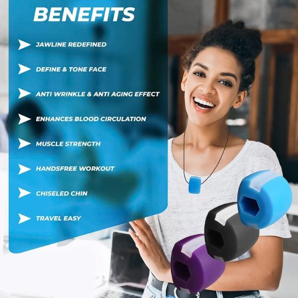 Jawline Exercise Ball - Jaw Exerciser 3 Pack with 3 Strengths Jawline Toner for Men and Women with Necklace and Storage Containers Hot Sale - Tophatter Daily Deals