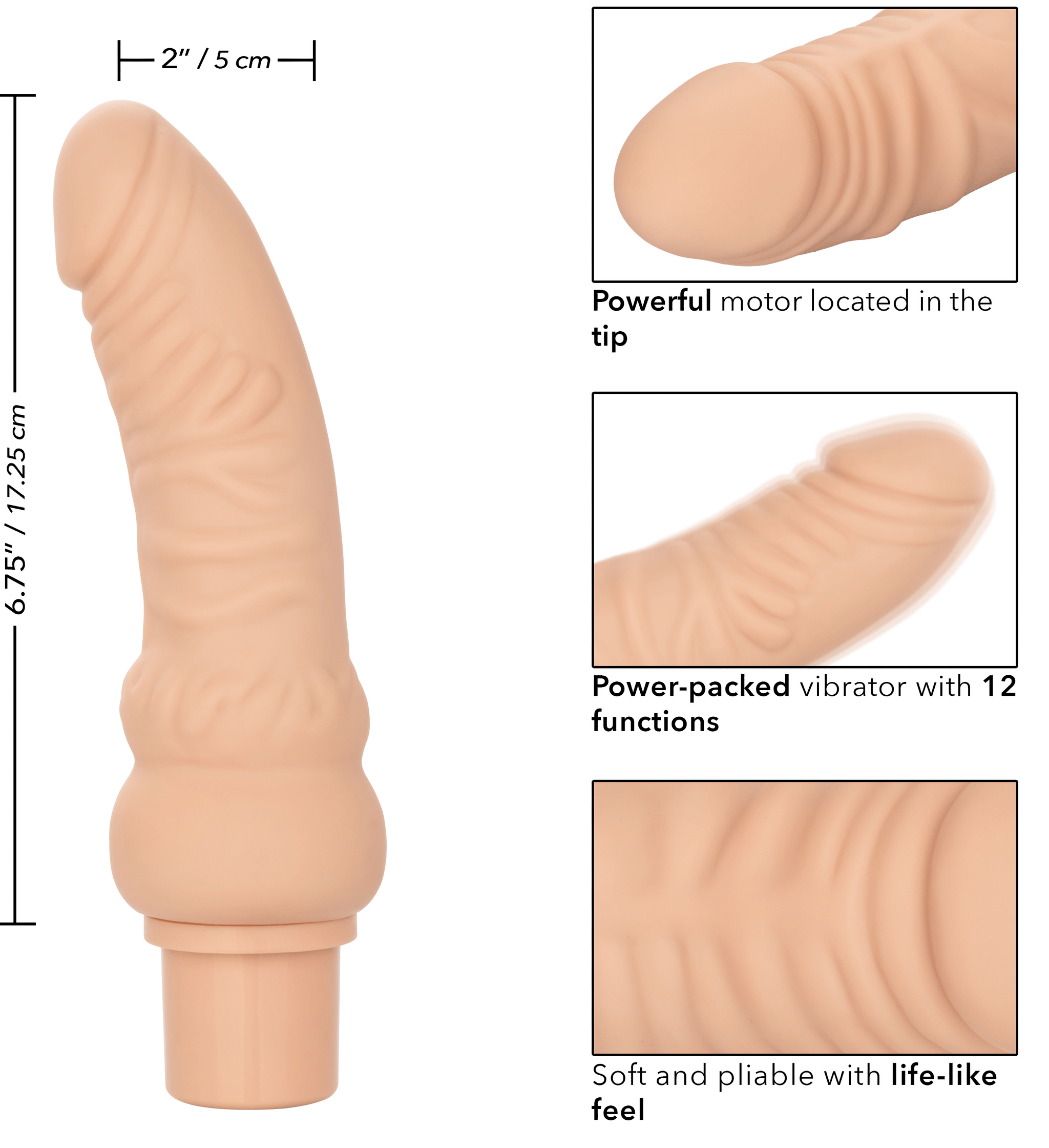 Power Stud Curvy Vibrator Ivory Flexible Silicone 12 Vibration Functions Waterproof > Vibrators > Realistic Vibrators - Tophatter Daily Deals