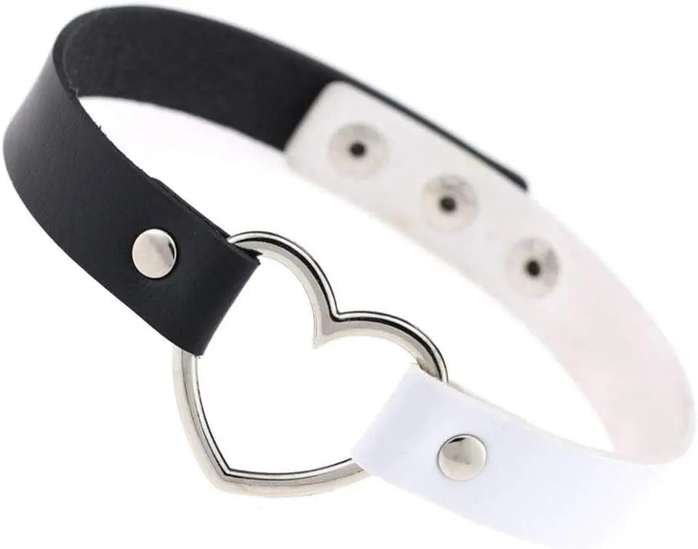 Jewelry Delle Ragazze Delle Donne Del Cuore Della Lega Choker Del Cuore Della Cavità Punk Collana Party Club Femminile Collare Collo Tailixing (Bianco + Nero) - Tophatter Daily Deals