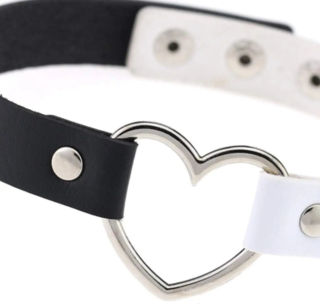 Jewelry Delle Ragazze Delle Donne Del Cuore Della Lega Choker Del Cuore Della Cavità Punk Collana Party Club Femminile Collare Collo Tailixing (Bianco + Nero) - Tophatter Daily Deals