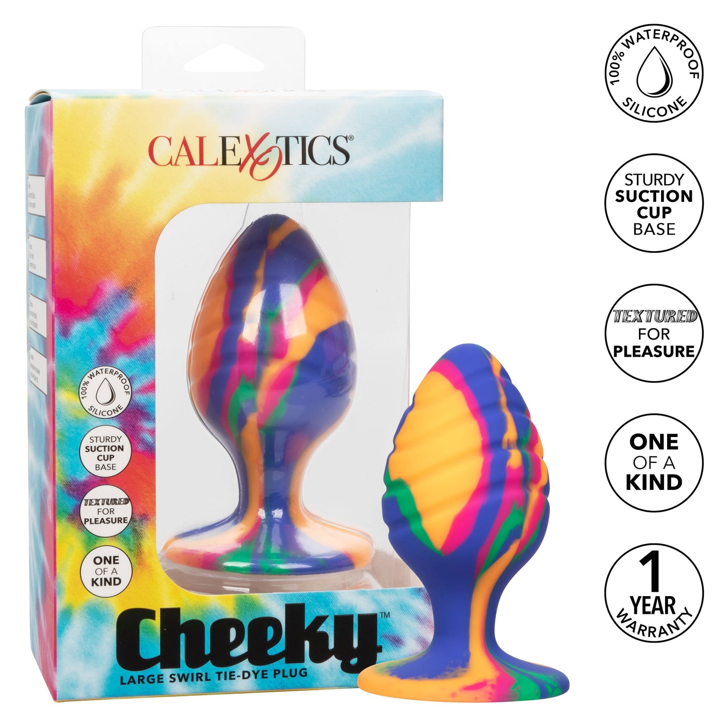 Cheeky Large Swirl Tie Dye – Colorful Large Butt Plug > Anal Range > Butt Plugs - Tophatter Daily Deals