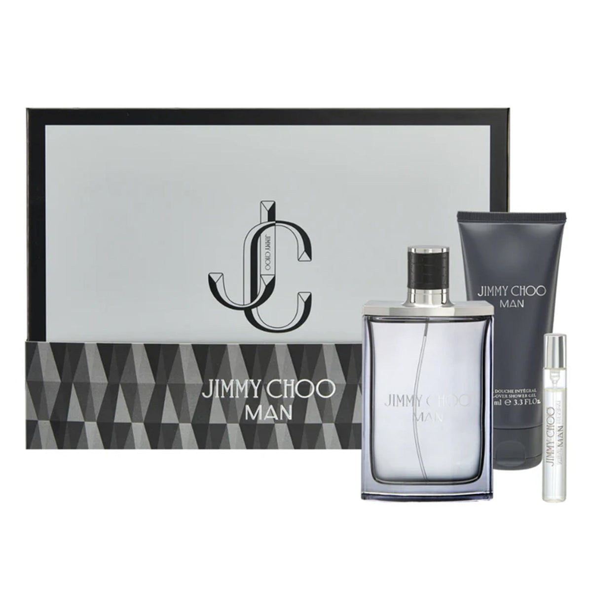 Jimmy Choo Man Eau De Toilette 100ml, Shower Gel 100ml & Travel Spray 7.5ml Gift Set - Tophatter Daily Deals