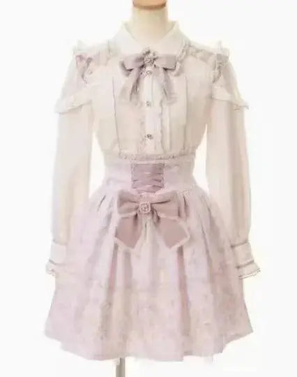 Jirai Kei Women Shirts Lolita Sweet Japanese Spring Top Mine Series Mass Production Off Shoulder Hollow Lace Long Sleeve Blouse - Tophatter Daily Deals