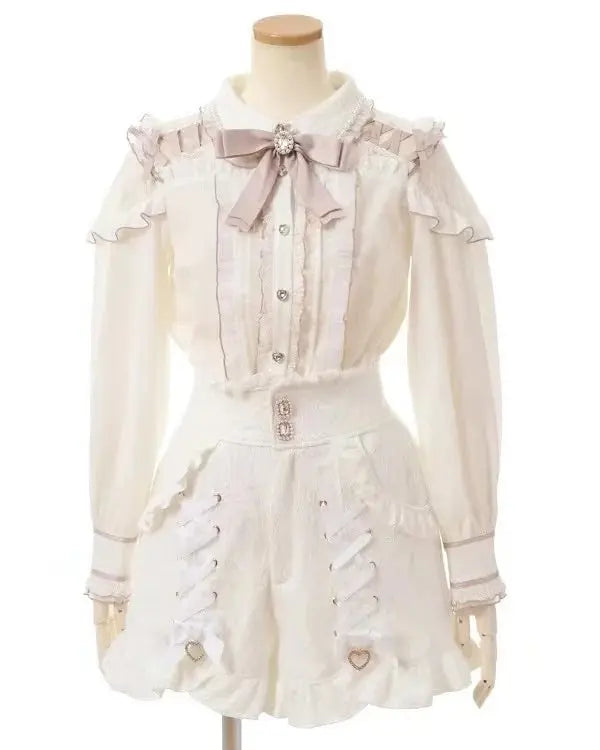 Jirai Kei Women Shirts Lolita Sweet Japanese Spring Top Mine Series Mass Production Off Shoulder Hollow Lace Long Sleeve Blouse - Tophatter Daily Deals