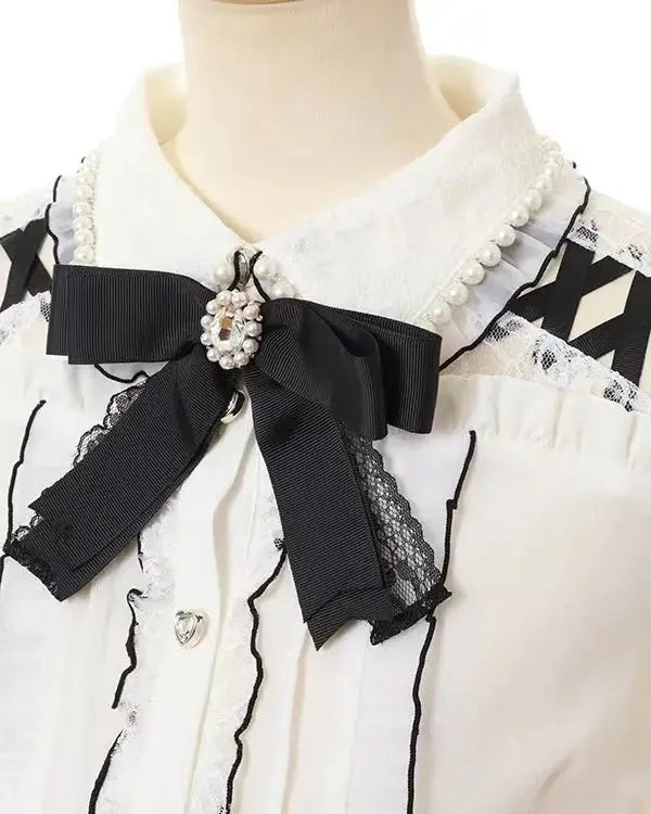 Jirai Kei Women Shirts Lolita Sweet Japanese Spring Top Mine Series Mass Production Off Shoulder Hollow Lace Long Sleeve Blouse - Tophatter Daily Deals