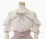 Jirai Kei Women Shirts Lolita Sweet Japanese Spring Top Mine Series Mass Production Off Shoulder Hollow Lace Long Sleeve Blouse W Pink short sleeve - Tophatter Daily Deals